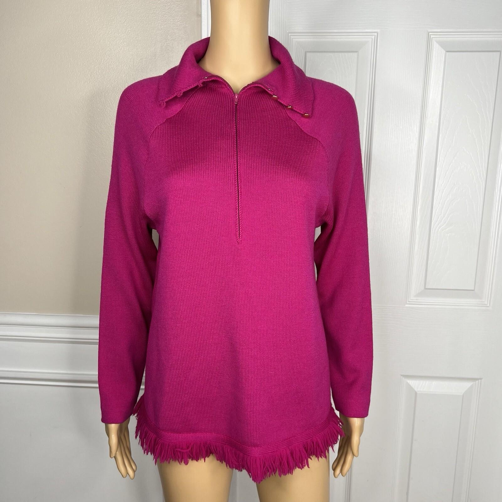 St John Separates Women Knit Sweater Size S Pink Half Zip Up High Neck Collared
