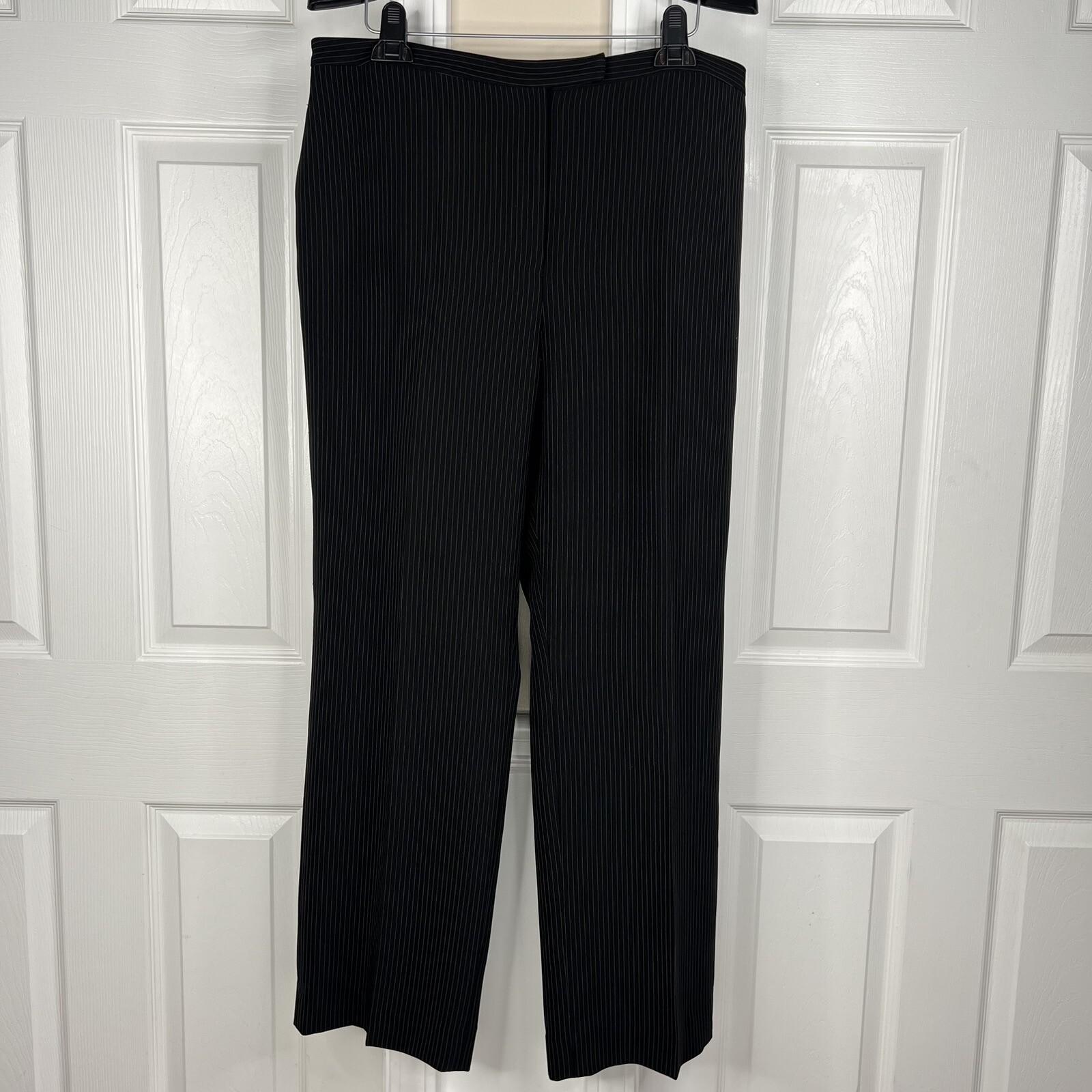 Tahari ASL Polyester Blend Pant Suit Top Size 16P Black Striped Lined 3PC Career