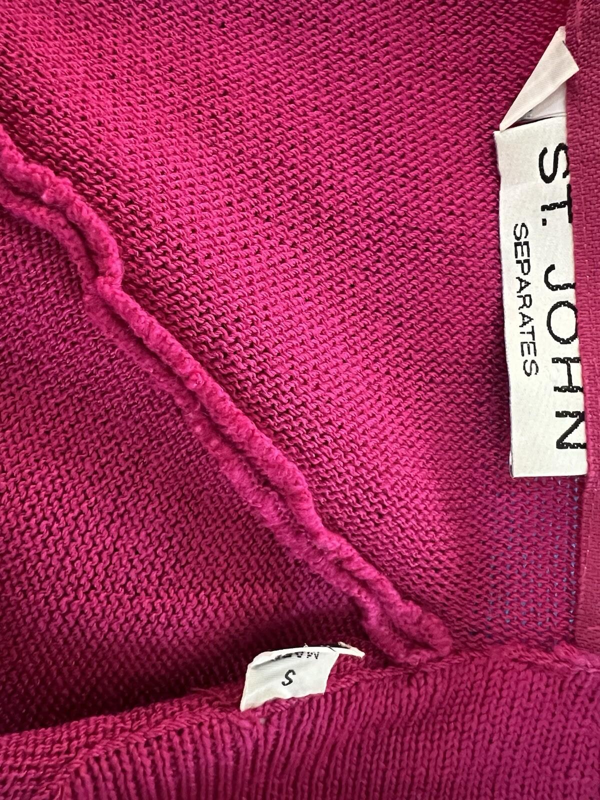 St John Separates Women Knit Sweater Size S Pink Half Zip Up High Neck Collared