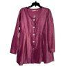 Soft Surroundings Fiona Tunic M Berry Pink Chenille Baby Doll Pleated Velvet New