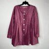 Soft Surroundings Fiona Tunic M Berry Pink Chenille Baby Doll Pleated Velvet New