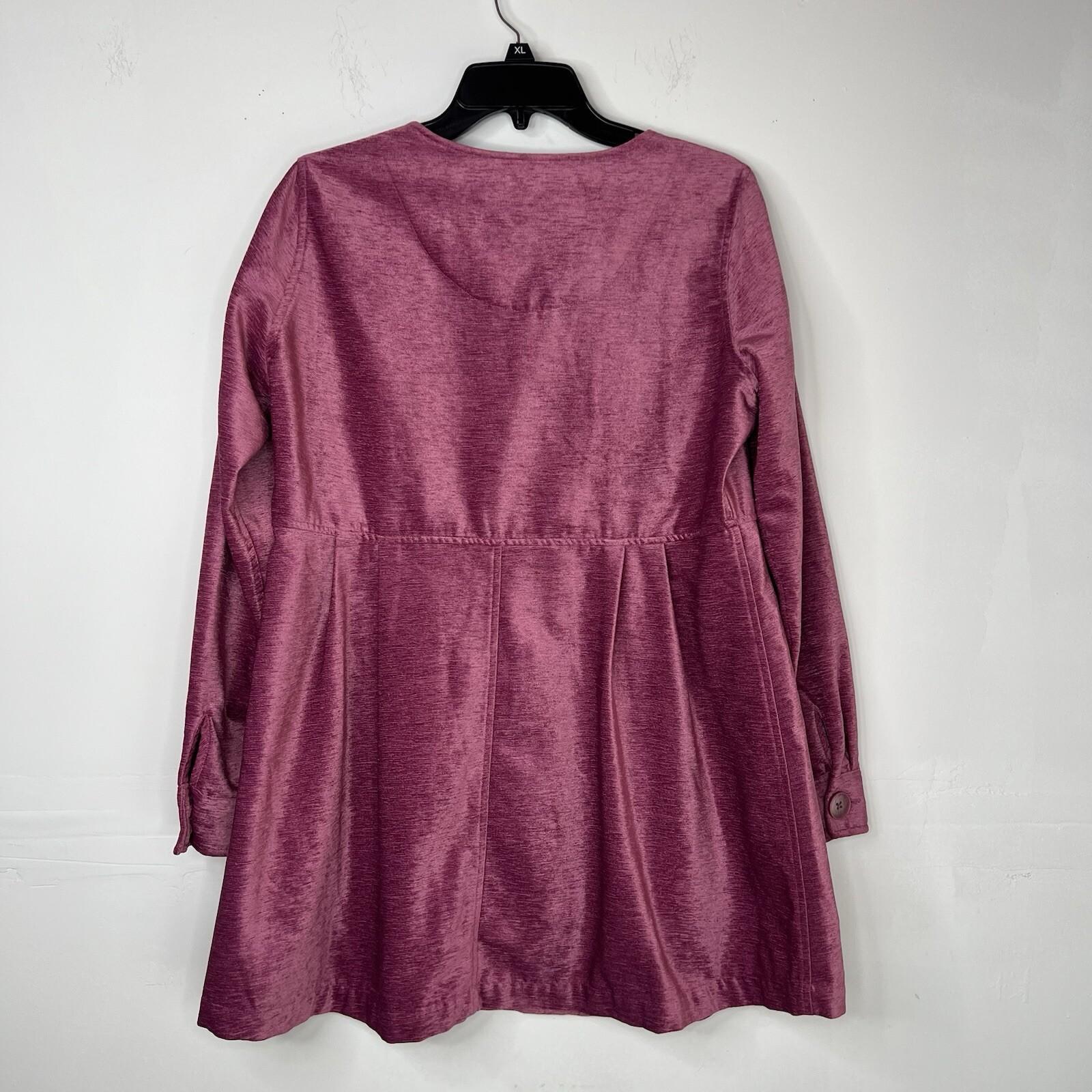 Soft Surroundings Fiona Tunic M Berry Pink Chenille Baby Doll Pleated Velvet New