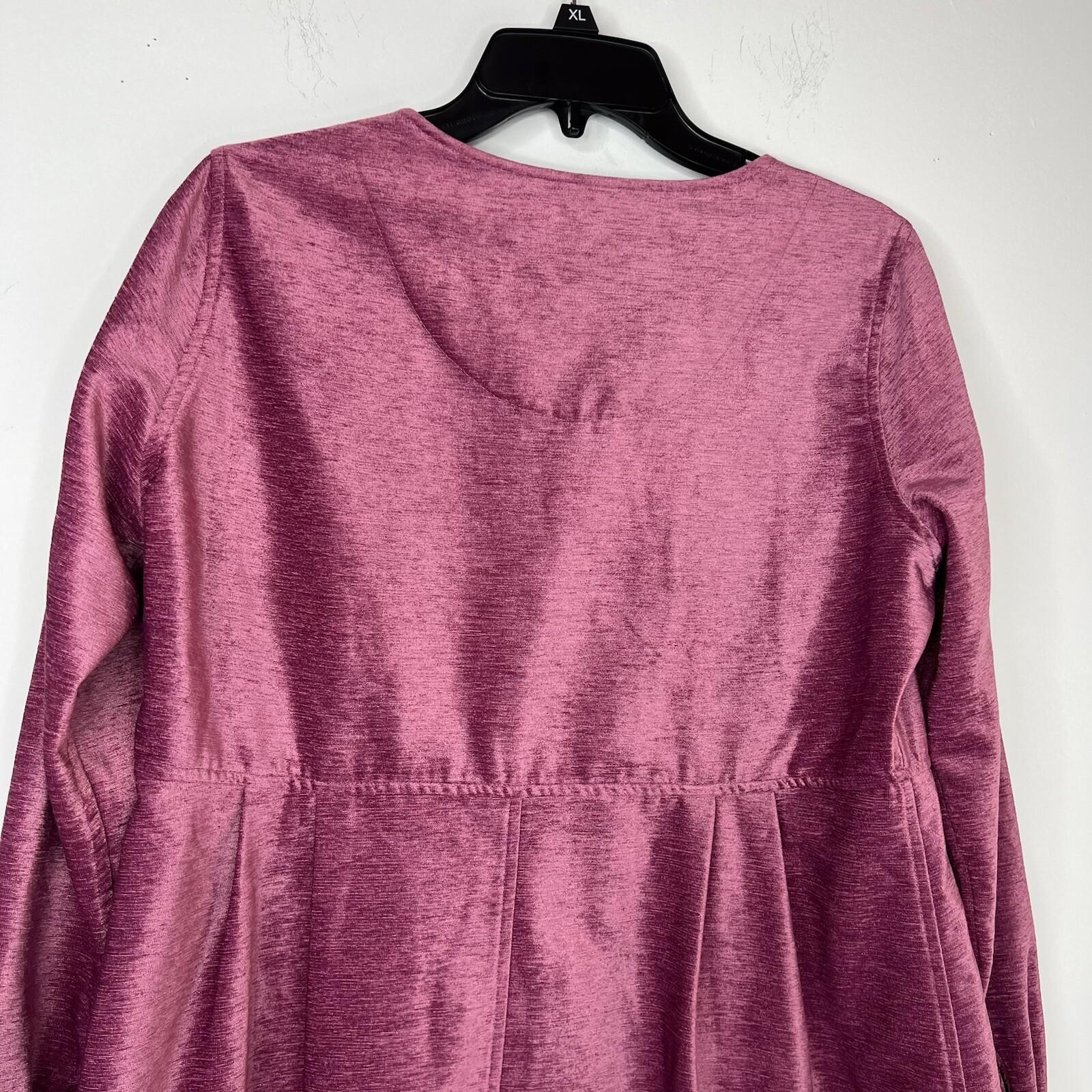 Soft Surroundings Fiona Tunic M Berry Pink Chenille Baby Doll Pleated Velvet New