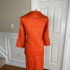 New EY BOUTIQUE 2PC Orange Linen Embroidered Collarless Skirt Suit Size XL