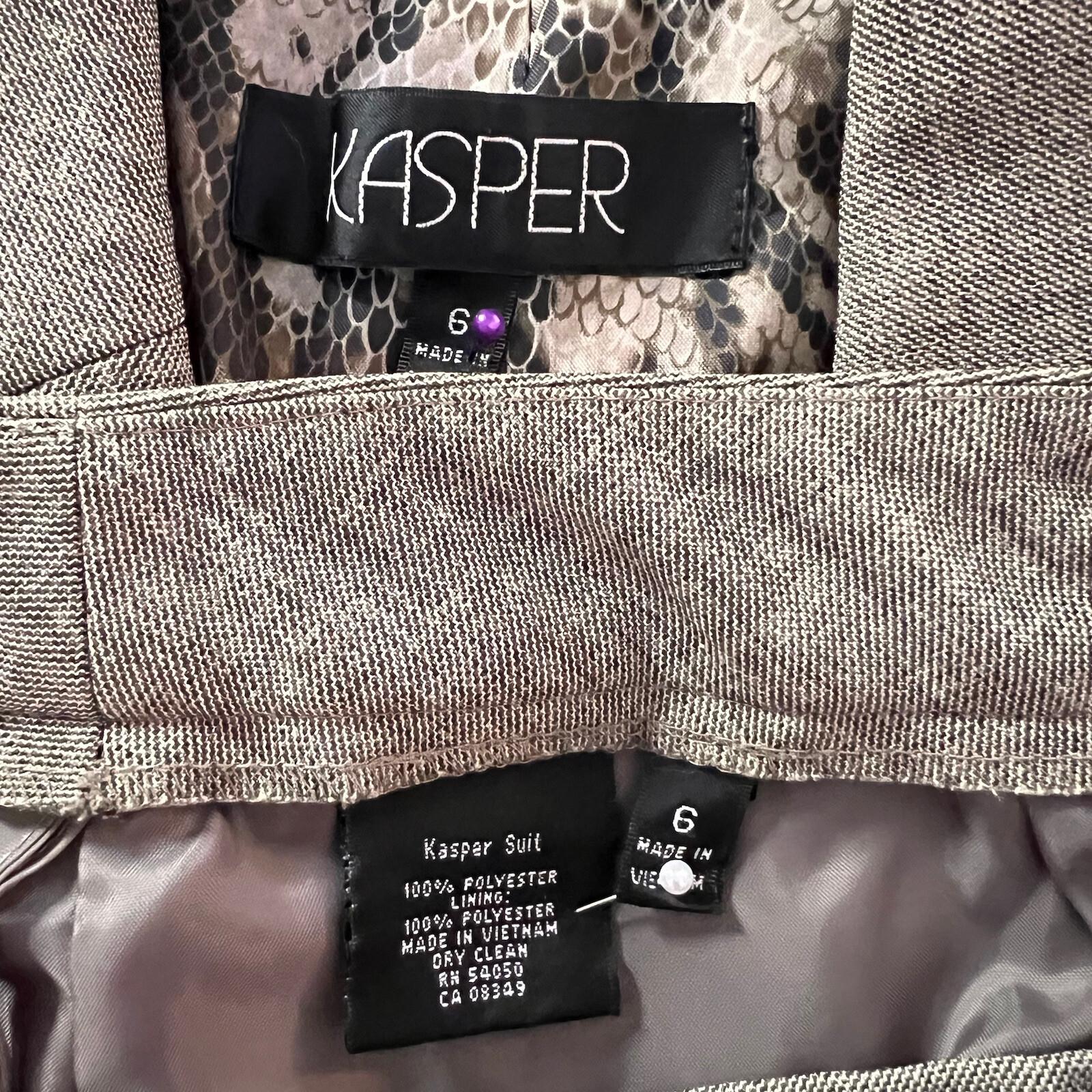 KASPER Women 2PC Gray Polyester Lined Single breasted Pant Suit Size 6