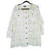 Michael Simon Vintage Floral Daisy Lace Jacket 1X White Gold Crochet Embroidered