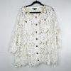 Michael Simon Vintage Floral Daisy Lace Jacket 1X White Gold Crochet Embroidered