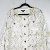 Michael Simon Vintage Floral Daisy Lace Jacket 1X White Gold Crochet Embroidered