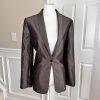 CALVIN KLEIN Brown Single Breasted Polyester Rayon Shawl Collar Blazer Size 10