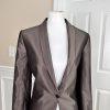 CALVIN KLEIN Brown Single Breasted Polyester Rayon Shawl Collar Blazer Size 10