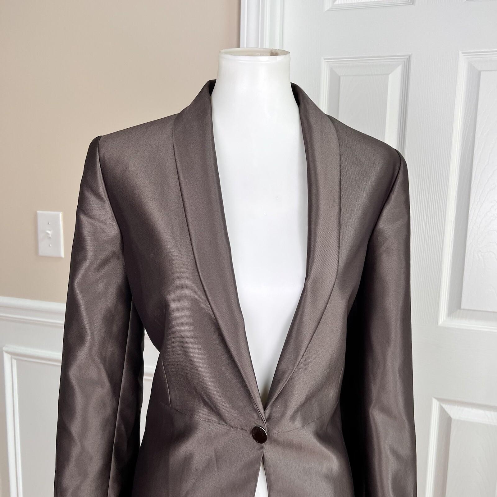 CALVIN KLEIN Brown Single Breasted Polyester Rayon Shawl Collar Blazer Size 10