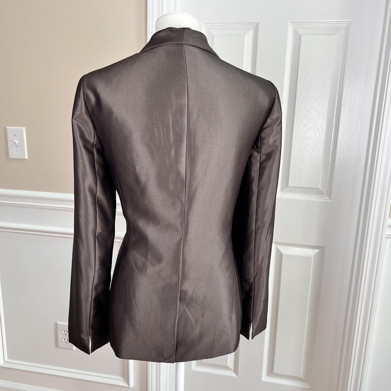 CALVIN KLEIN Brown Single Breasted Polyester Rayon Shawl Collar Blazer Size 10