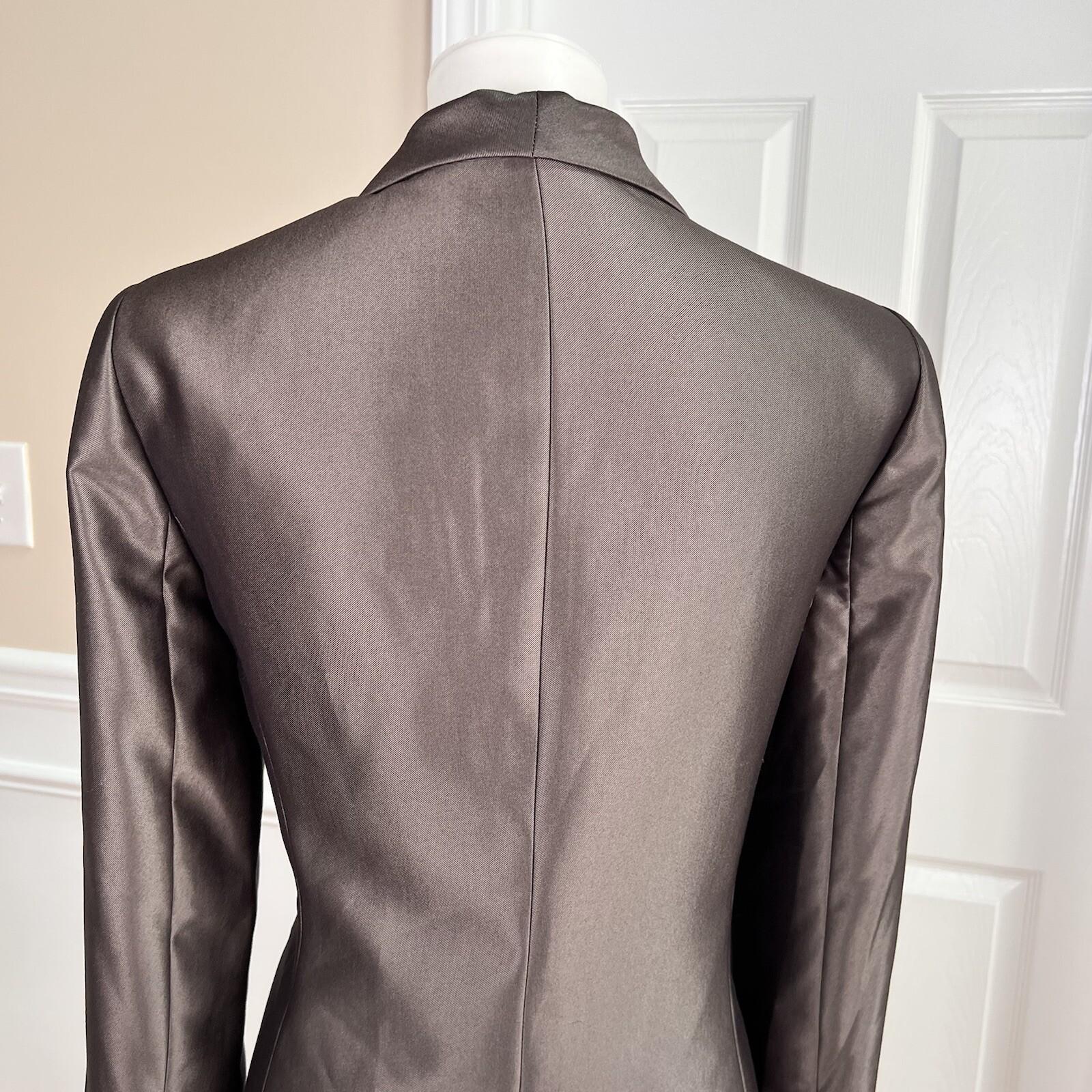 CALVIN KLEIN Brown Single Breasted Polyester Rayon Shawl Collar Blazer Size 10