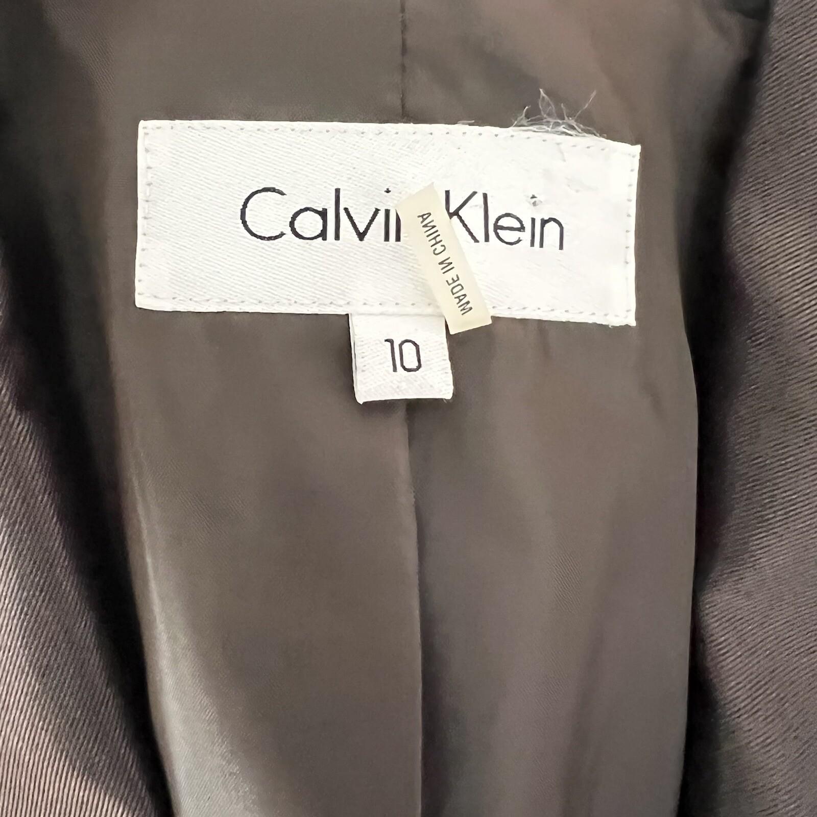 CALVIN KLEIN Brown Single Breasted Polyester Rayon Shawl Collar Blazer Size 10