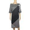 St John Sport Knit Dress Size Large Black White Striped Sheath Kimono Sleeves