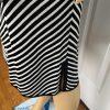 St John Sport Knit Dress Size Large Black White Striped Sheath Kimono Sleeves