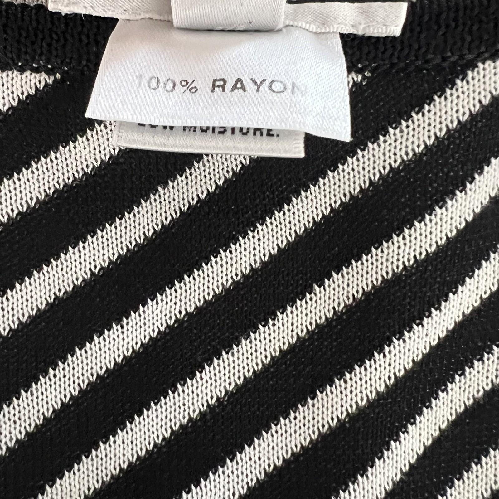 St John Sport Knit Dress Size Large Black White Striped Sheath Kimono Sleeves