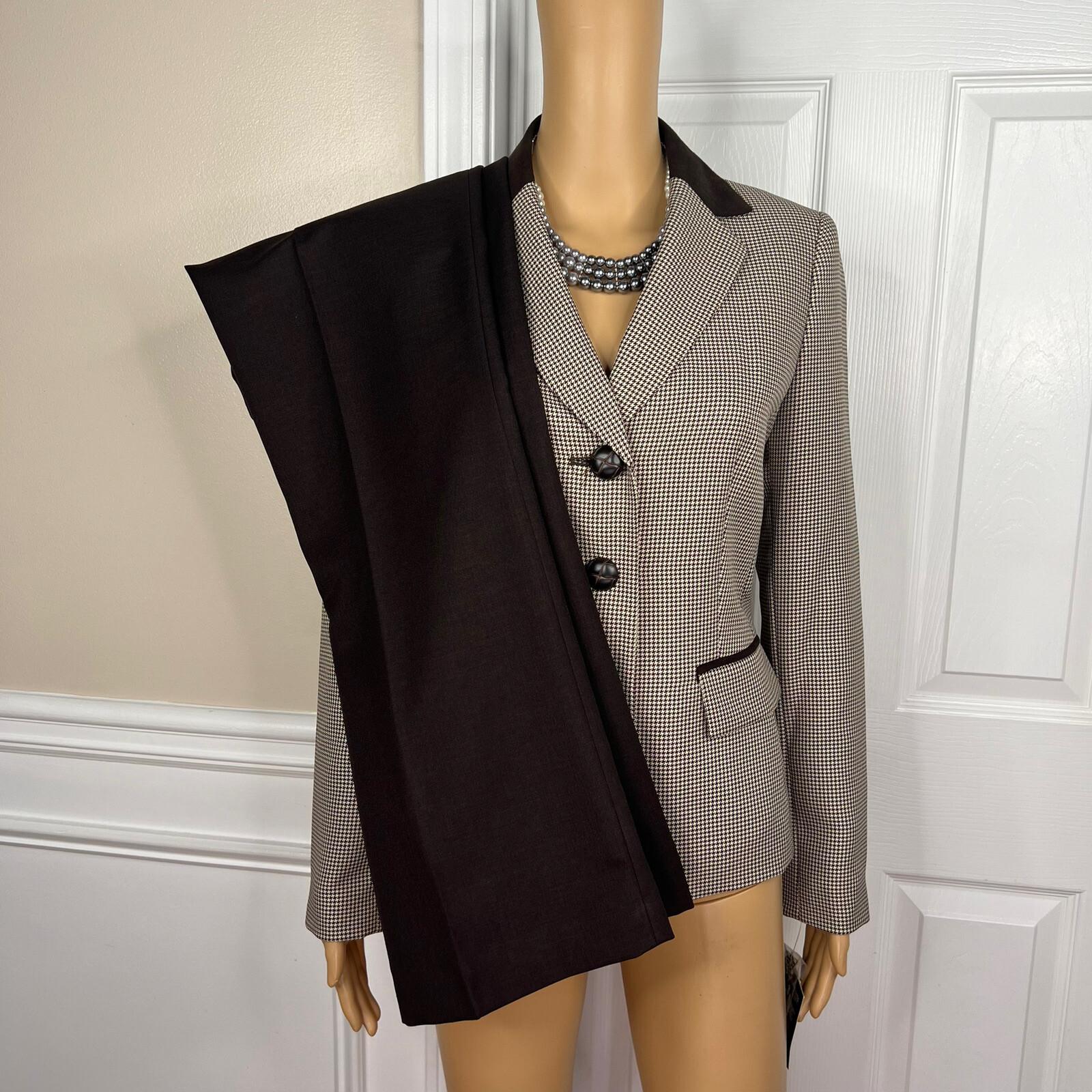 New LE SUIT 2PC Brown Polyester Lined Notch Collar Pant Suit Size 4 MSRP 0