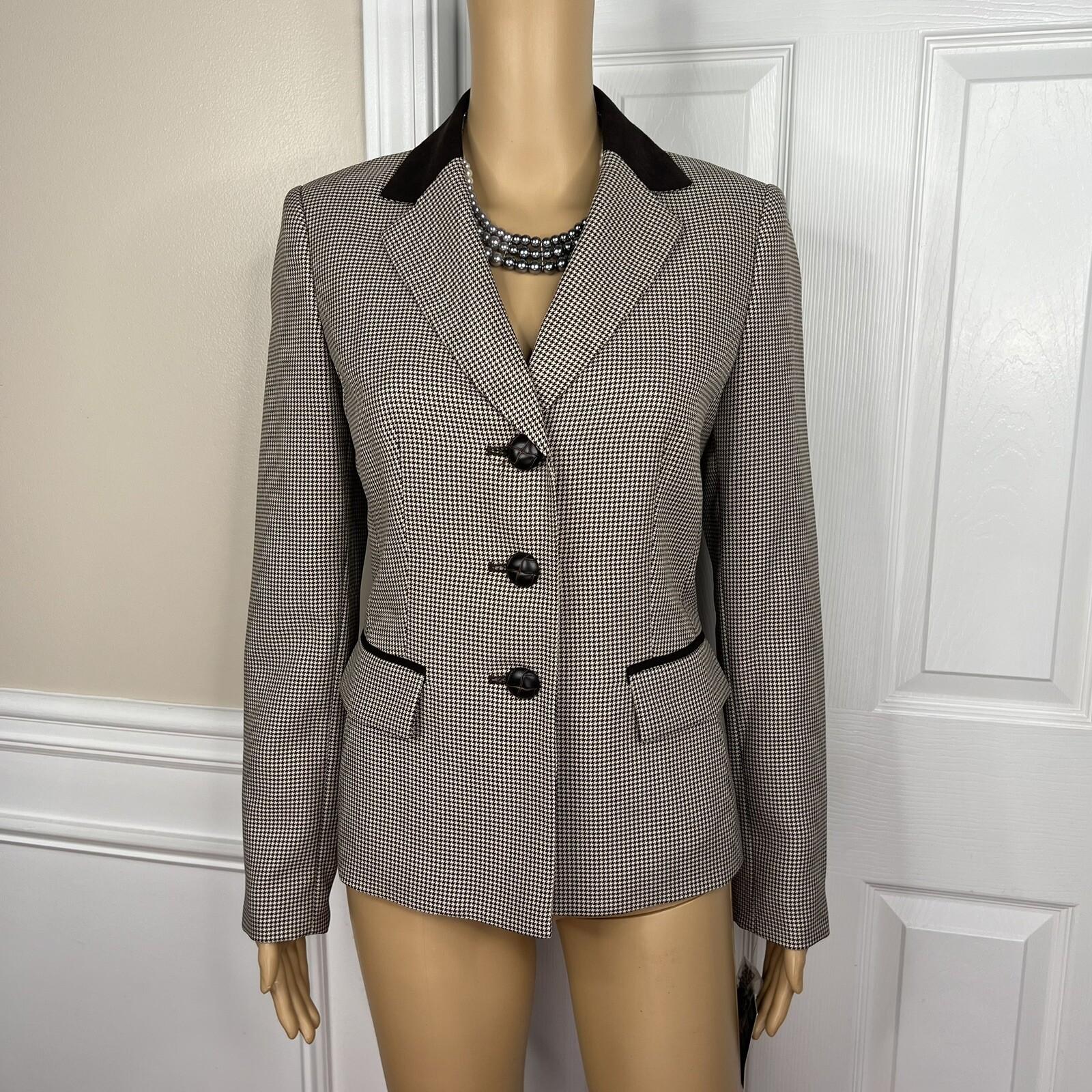New LE SUIT 2PC Brown Polyester Lined Notch Collar Pant Suit Size 4 MSRP 0