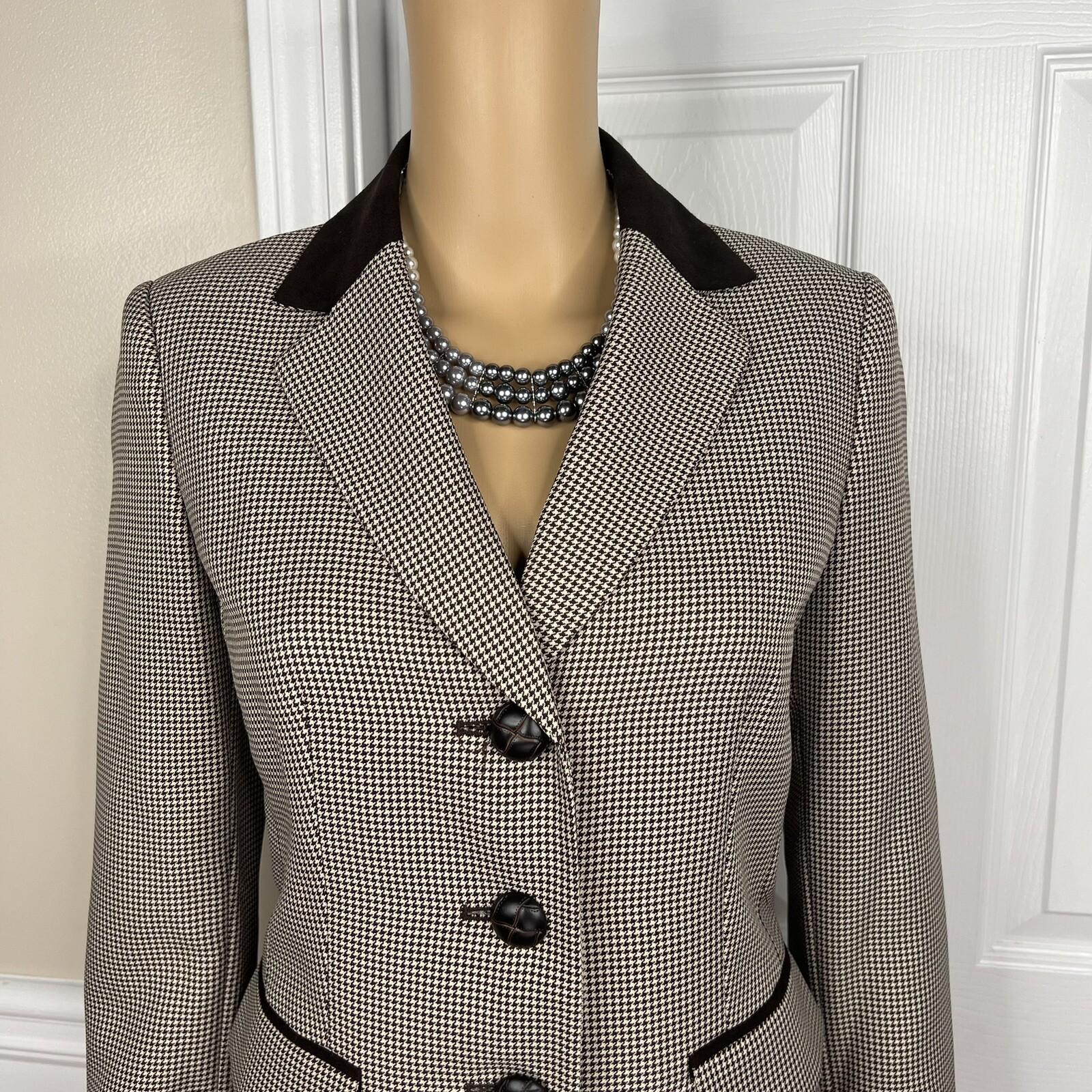 New LE SUIT 2PC Brown Polyester Lined Notch Collar Pant Suit Size 4 MSRP 0