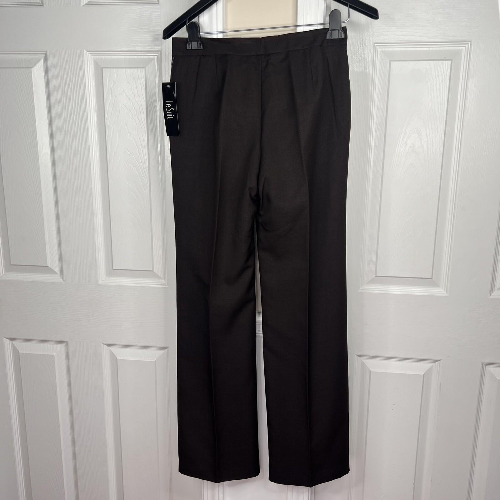 New LE SUIT 2PC Brown Polyester Lined Notch Collar Pant Suit Size 4 MSRP 0