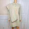 TAHARI ASL 2PC Beige Striped Polyester Rayon Notch Collar Pant Suit Size 10P