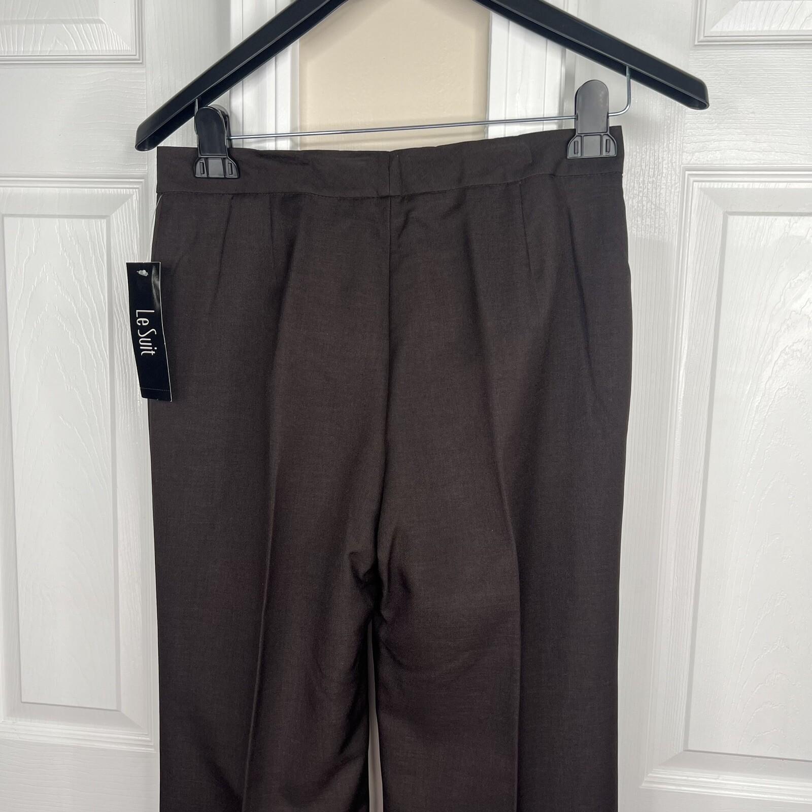 New LE SUIT 2PC Brown Polyester Lined Notch Collar Pant Suit Size 4 MSRP 0