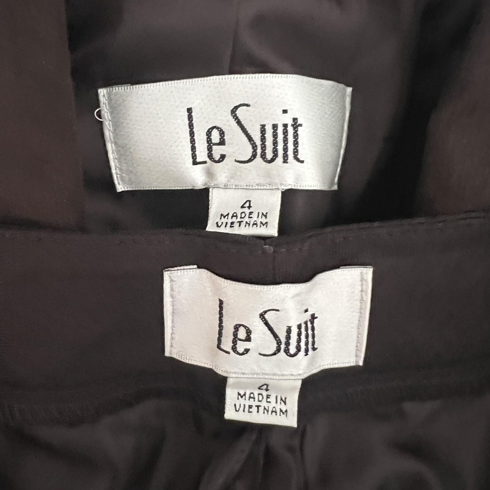 New LE SUIT 2PC Brown Polyester Lined Notch Collar Pant Suit Size 4 MSRP 0