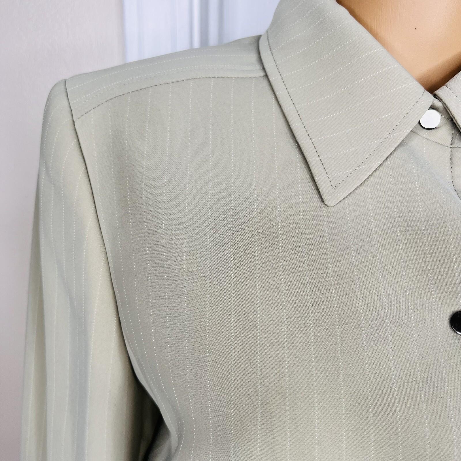 TAHARI ASL 2PC Beige Striped Polyester Rayon Notch Collar Pant Suit Size 10P
