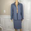 Le Suit Women Polyester Skirt Suit Size 12P  Century Blue Open Front 2PC New