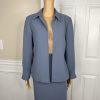 Le Suit Women Polyester Skirt Suit Size 12P  Century Blue Open Front 2PC New