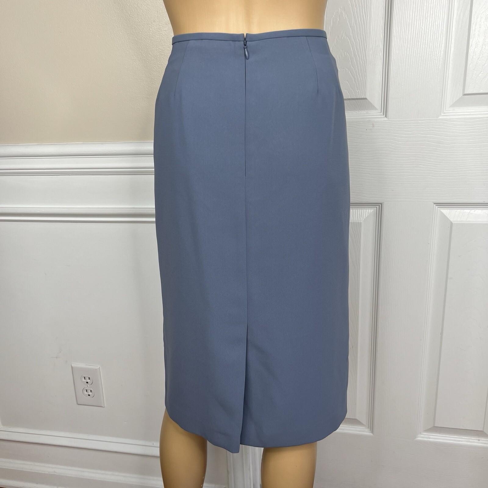 Le Suit Women Polyester Skirt Suit Size 12P  Century Blue Open Front 2PC New