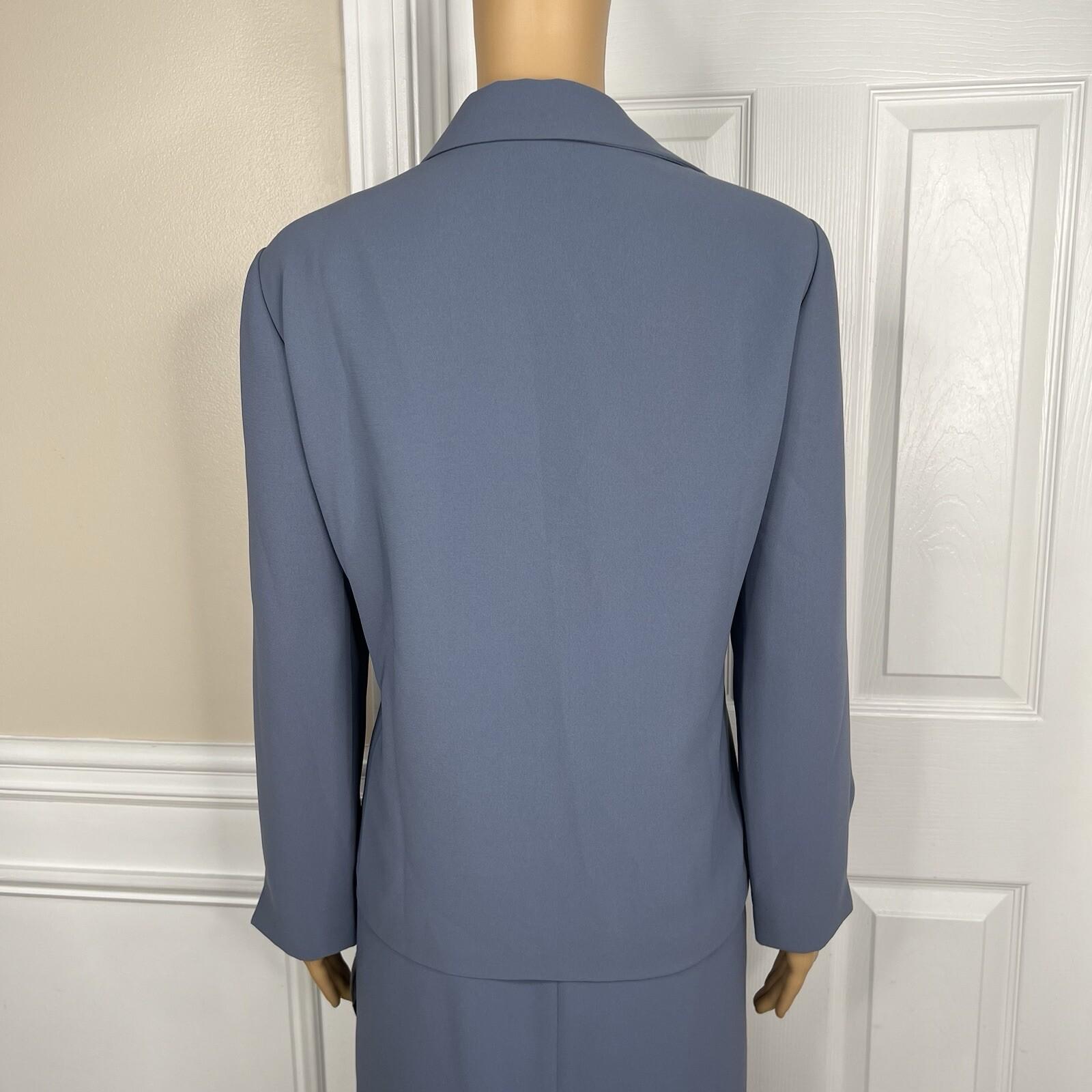 Le Suit Women Polyester Skirt Suit Size 12P  Century Blue Open Front 2PC New