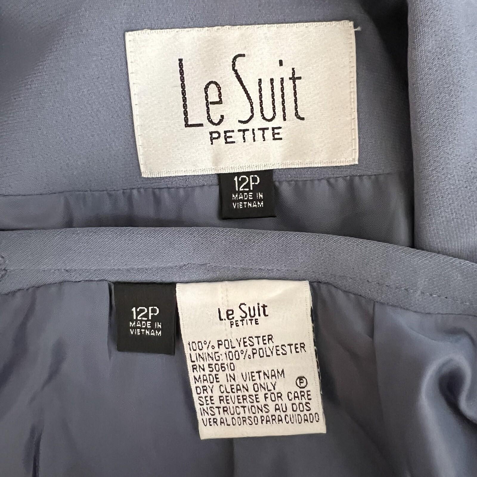 Le Suit Women Polyester Skirt Suit Size 12P  Century Blue Open Front 2PC New