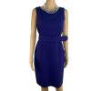 Calvin Klein Sheath Dress 8 Purple Belted Pockets Scoop Neck Knee Length Career