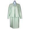 Le Suit Polyester Metallic Dress Suit Size 6 Aquamarine Open Front Lined 2PC