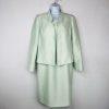 Le Suit Polyester Metallic Dress Suit Size 6 Aquamarine Open Front Lined 2PC