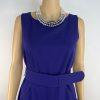 Calvin Klein Sheath Dress 8 Purple Belted Pockets Scoop Neck Knee Length Career
