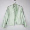 Le Suit Polyester Metallic Dress Suit Size 6 Aquamarine Open Front Lined 2PC