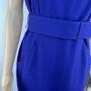 Calvin Klein Sheath Dress 8 Purple Belted Pockets Scoop Neck Knee Length Career
