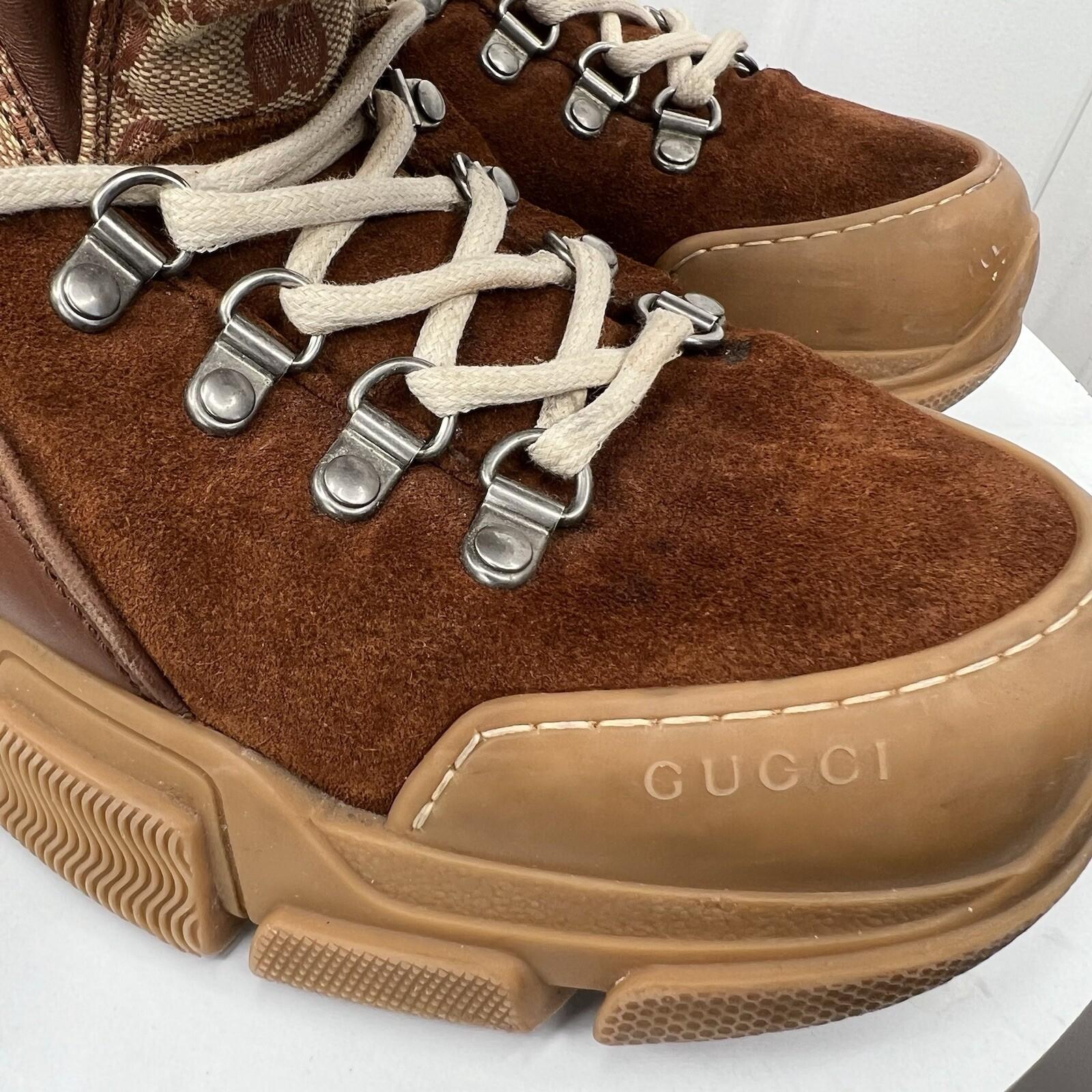 Gucci X Sega Suede Leather Shearling Hiking Sneakers 9 Fur Calfskin Flashtrek