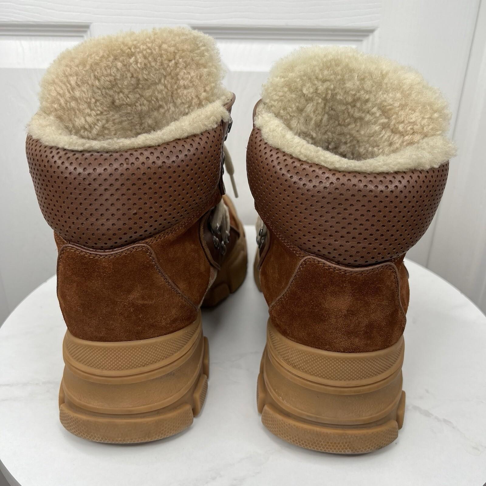 Gucci X Sega Suede Leather Shearling Hiking Sneakers 9 Fur Calfskin Flashtrek