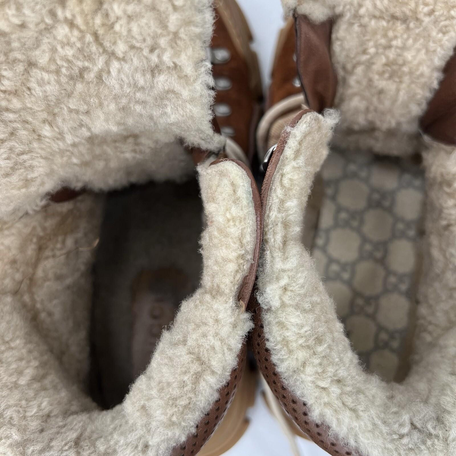 Gucci X Sega Suede Leather Shearling Hiking Sneakers 9 Fur Calfskin Flashtrek