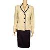 LE SUIT 2PC Brown Yellow Polyester Lined Peak Collar Cocktail Skirt Suit Size 8