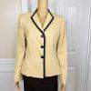 LE SUIT 2PC Brown Yellow Polyester Lined Peak Collar Cocktail Skirt Suit Size 8
