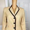 LE SUIT 2PC Brown Yellow Polyester Lined Peak Collar Cocktail Skirt Suit Size 8