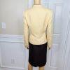 LE SUIT 2PC Brown Yellow Polyester Lined Peak Collar Cocktail Skirt Suit Size 8