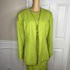 K&B Polyester Skirt Suit Top 16 Lime Green Embroidered Beaded Open Front 2PC