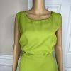 K&B Polyester Skirt Suit Top 16 Lime Green Embroidered Beaded Open Front 2PC