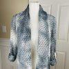 ALBERTO MAKALI Ivory Gray Overlay Cascading With drape Open Front Cardigan Sz M